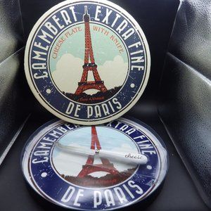 Eiffel Tower Cheese Plate with Knife Ceramic Davis & Waddell Paris Mint in Box
